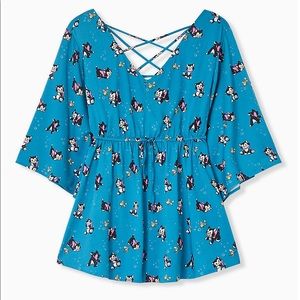Torrid Disney Animals Blue Babydoll Top - Size 4